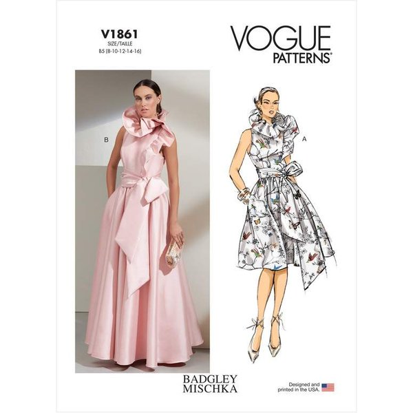 Patron Vogue 1861 B5 - Robe De SoiréE à Col Volanté Avec Ceinture-image