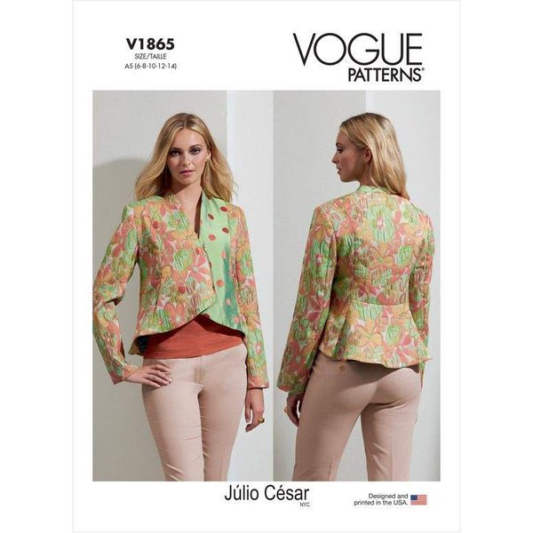Patron Vogue 1865 F5 - Veste Courte à Fermeture ZippéE AsyméTrique-image
