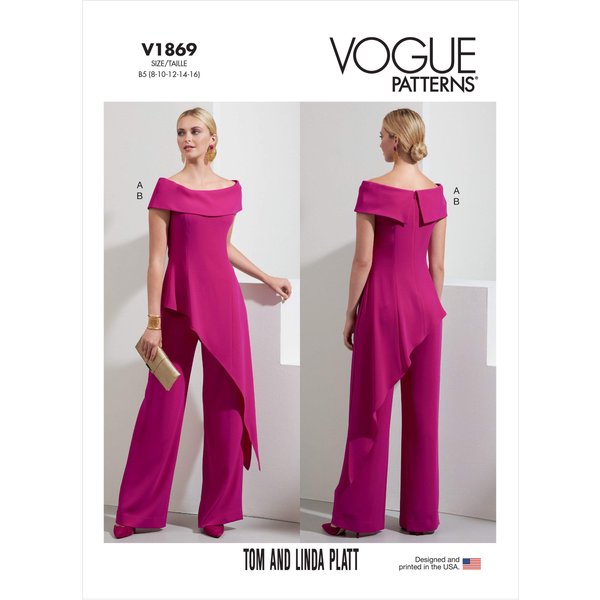 Patron Vogue 1869 F5 - Ensemble De SoiréE : Top à éPaules DéNudéEs Et Bas AsyméTrique Accompagné D'un Pantalon Large-image