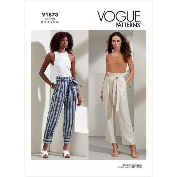 Patron Vogue 1873 B5 - Pantalon Taille Haute Paperbag à Plis-image