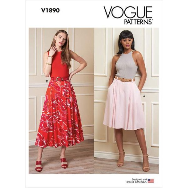 Patron Vogue 1890 A5 - Jupes éVaséEs Avec Ceinture En Forme-image
