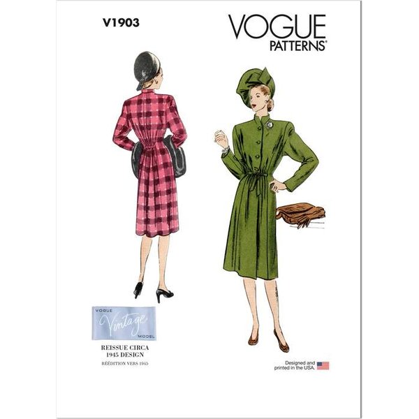 Patron Vogue 1903 Y5 - Manteau pleine longueur à ceinture