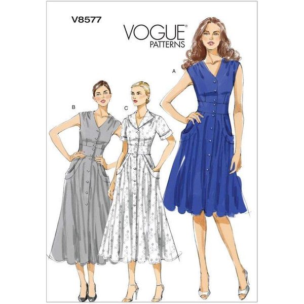 Patron Vogue 8577 Ff - Robe Chemise Femme Style AnnéEs 1950-image