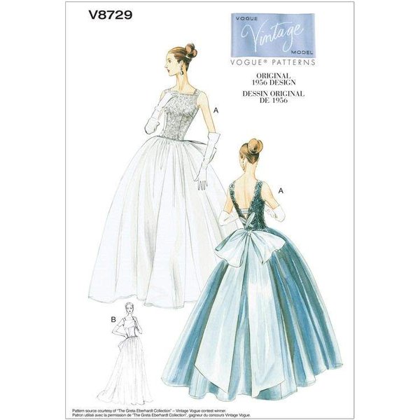Patron Vogue 8729 Ee - Robe De Bal Style Princesse Des AnnéEs 1950-image