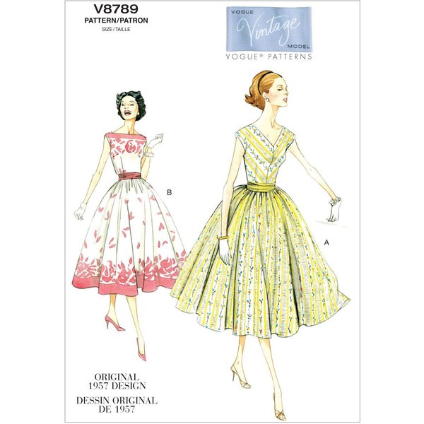 Patron Vogue 8789 A5 - Robes Femme Style AnnéEs 1950-image