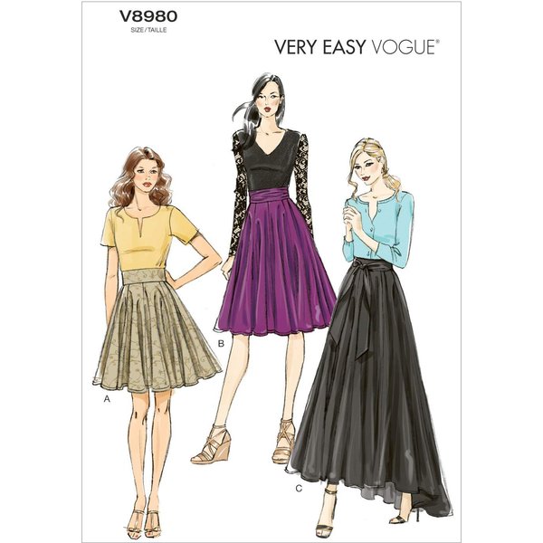 Patron Vogue 8980 E5 - Jupes PlisséEs Et éVaséEs-image