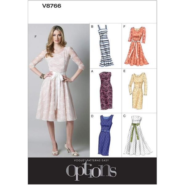 Patron Vogue 8766 Aa - Robes Femme Styles Fourreau Et Patineuse-image