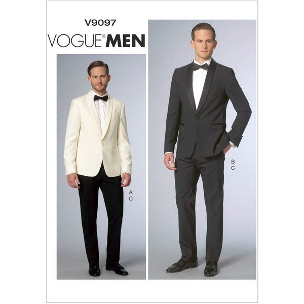Patron Vogue 9097 MUU - Costume homme : Veste à col châle mono-bouton et pantalon