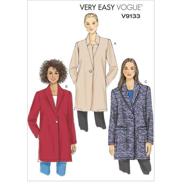 Patron Vogue 9133 Zz - Manteau-Veste Femme Coupe Boxy à Un Bouton-image
