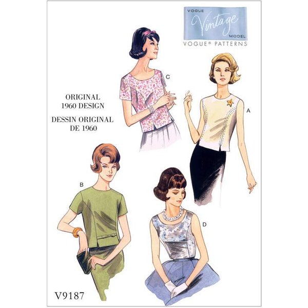 Patron Vogue 9187 E5 - Tops Femme Style AnnéEs 60-image