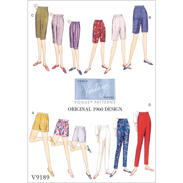 Patron Vogue 9189 A5 - Pantalon, Pantacourt Et Short Femme Style AnnéEs 60-image