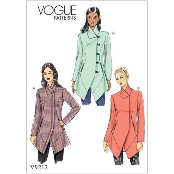 Patron Vogue 9212 A5 - Manteaux Femme Avec Col Cygne Et Coutures Princesse-image