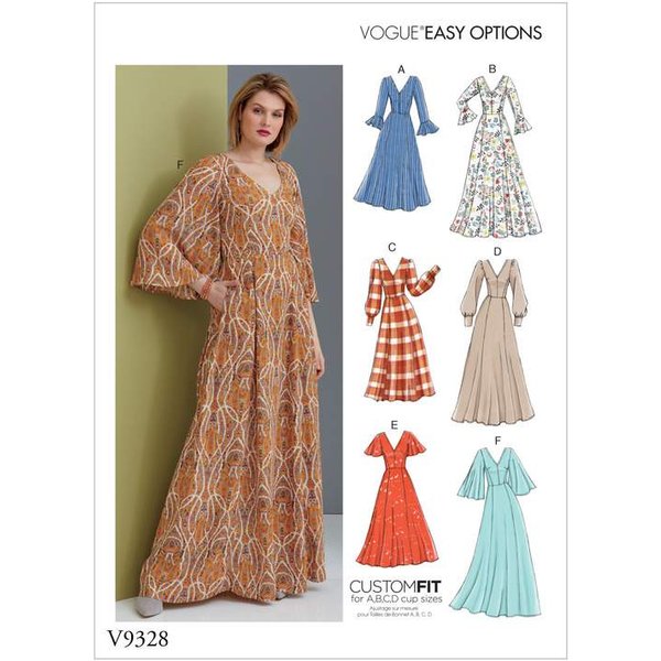 Patron Vogue 9328 E5 - Robes Femme, Mi-Longue Ou Longue, Avec Dos Ajouré-image