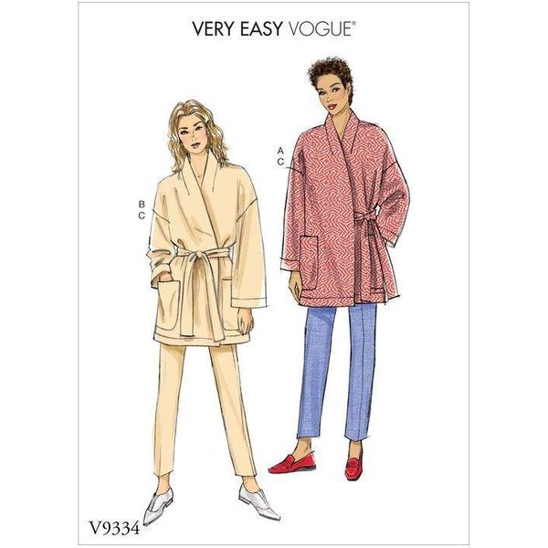 Patron Vogue 9334 Y - Ensemble Femme : Kimono Avec Veste CeinturéE Et Pantalon-image