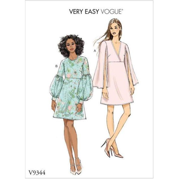 Patron Vogue 9344 E5 - Robes Femme Avec Choix De Manches Fendues Ou Style Bishop-image