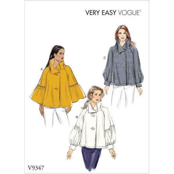 Patron Vogue 9347 Y -Veste Femme De Coupe TrapèZe Avec Manches Raglan-image
