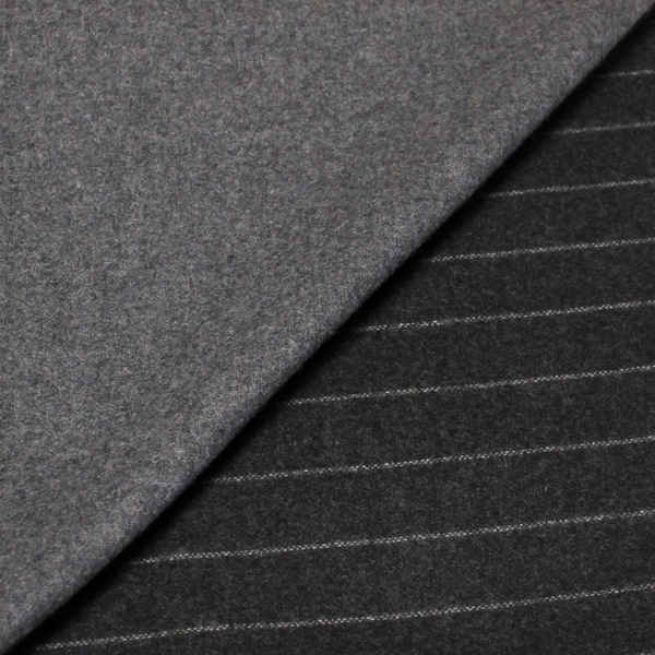 Drap De Laine Double Face 100% Laine - Rayé Gris-image