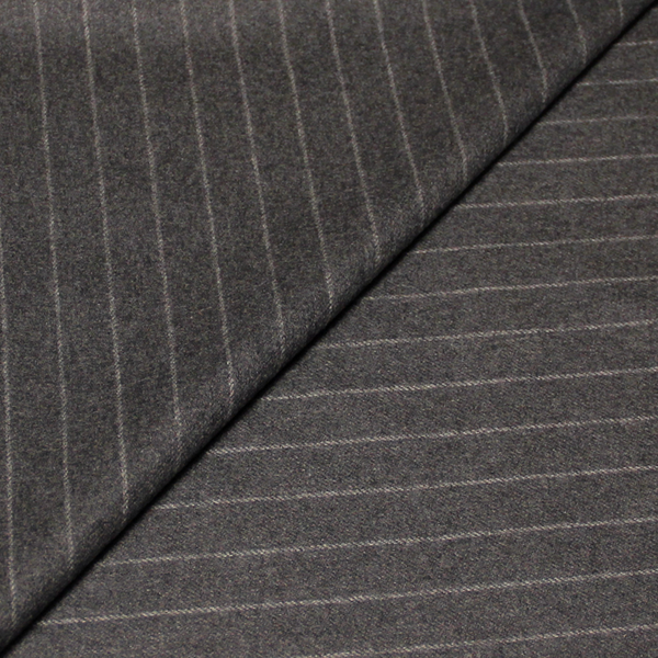 Drap de laine 100% laine - Rayure craie fond gris