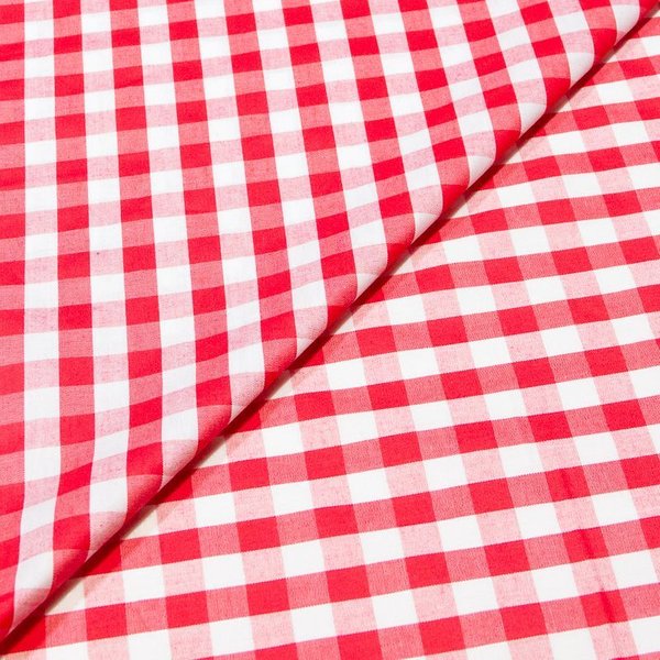 Popeline Tissé-Teint 100% Coton Vichy (10Mm) - Rouge-image