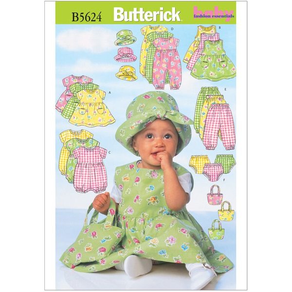Patron Butterick 5624/LARGE - Robe, Chasuble, Barboteuse, Combinaison, Culotte, Pantalon Et Sac-image