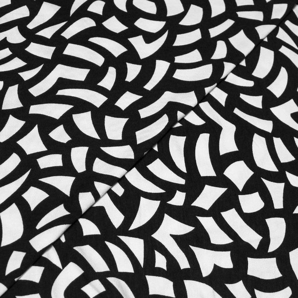 Jersey viscose - Motif blanc fond noir
