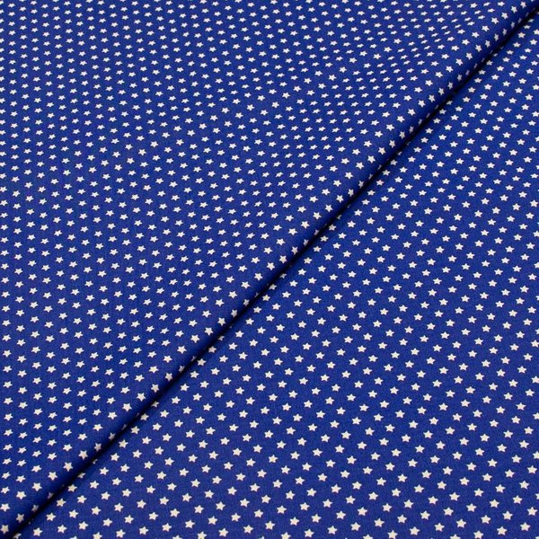 Popeline 100% coton - Étoiles blanches sur fond bleu