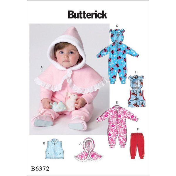 Patron Butterick 6372/YA5 - Cape, Gilet, Nid D'ange Et Pantalon Pour BéBé-image