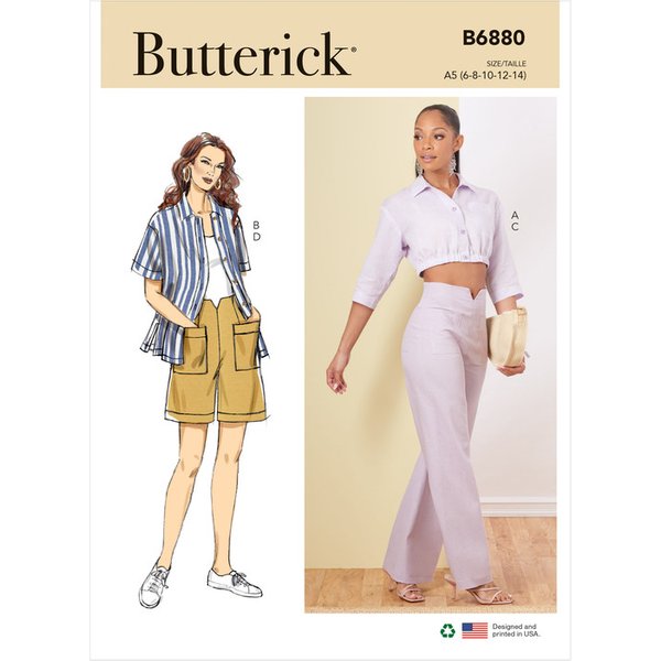Patron Butterick 6880/F5 - Chemise, pantalon et short