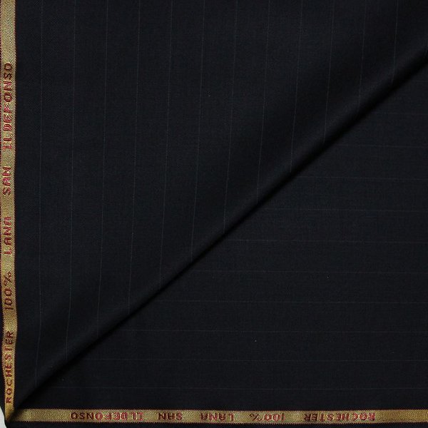 Tissu tailleur 100% laine rochester - Rayures borsalino fond noir