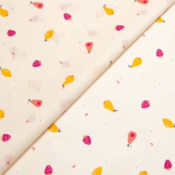 Percale 100% coton peigné luxe - Poires et fraises