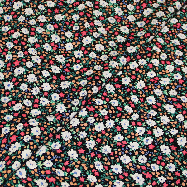 ÉToffe 100% Viscose - Fleuri Ciel Sur Fond Noir Fleuri Multicolore-image