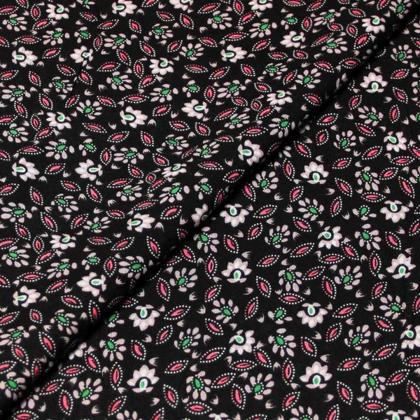 ÉToffe 100% Viscose - Bijoux Fleuri Fond Noir-image
