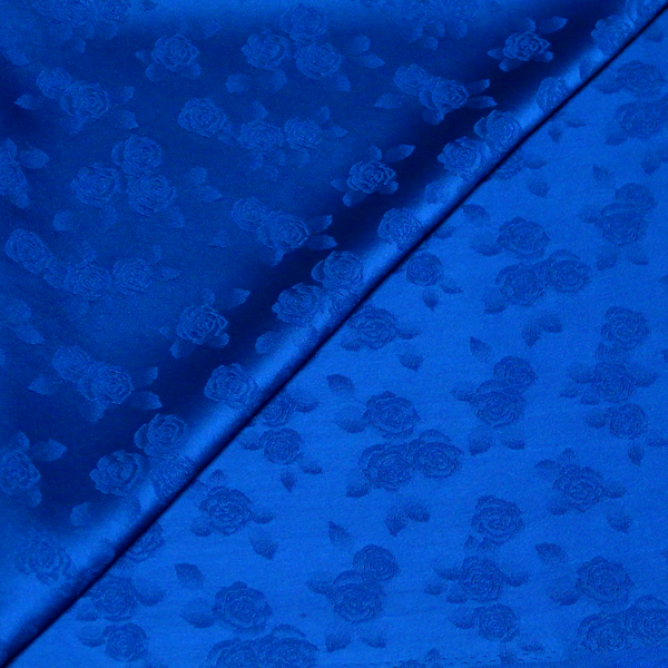 CrêPe Envers Satin Jacquard - Petite Fleur Bleu Roi-image