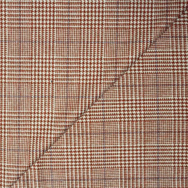 Tweed - Prince de Galles brique & rouge ligne bleu