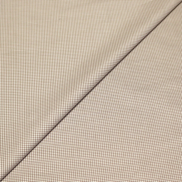 Popeline 100% Coton Peigné - Petits Carreaux Marron-image