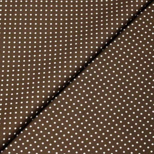 Popeline 100% coton - Petit pois fond marron