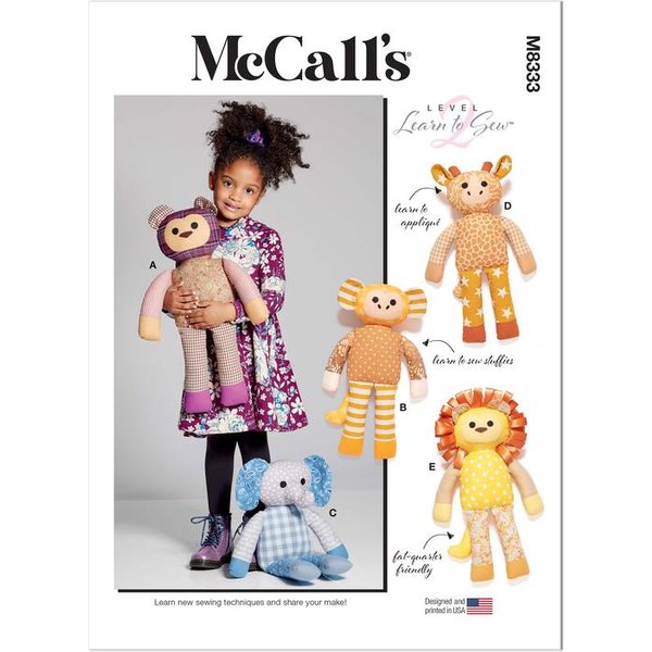 Patron Mccall's 8333.OS - Animaux En Peluche De 54Cm-image