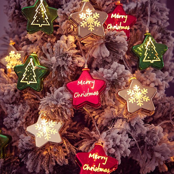 Reflective LED Christmas String Lights | Star, Ball & Tianluo Designs for Festive Decor
