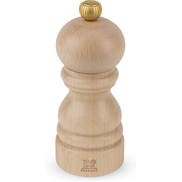 With a beautiful beechwood body, topped with a regal golden button, the Paris 12cm pepper mill is perfectly petite. The natural wood brings a wholesome authenticity that is synonymous with balance and nutrition so will inspire great creativity in the kitchen with seasonal ingredients and many new, e