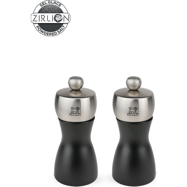 The combination of wood and stainless steel enhances the majestic curves of the salt and pepper mills that form the Fidji black duo. A duo that will create a sensation at your table. Fidji