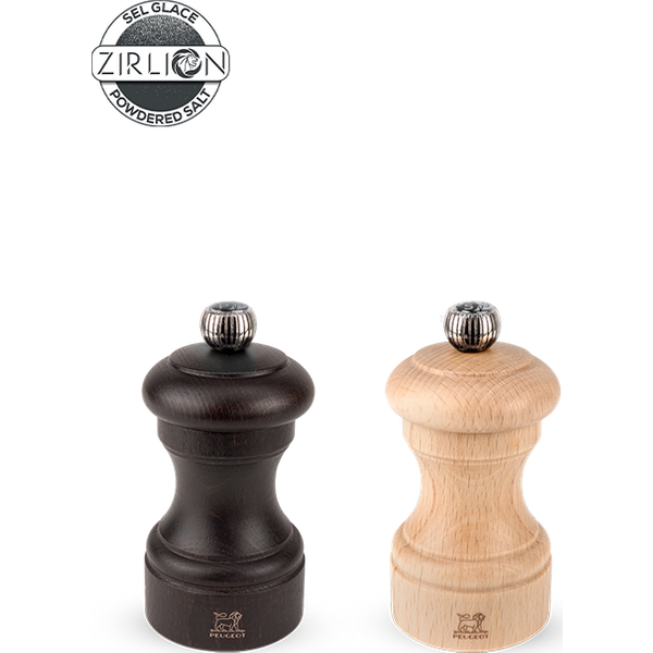 The Bistro salt and pepper mills are reminiscent of the original Z model, first designed by Peugeot in 1874 but comw with fresh style and innovation. This duo of salt and pepper mills embodies tradition and the history of French café culture, complemented by two natural colours that remain on trend. Bistro