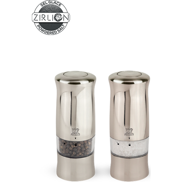 The Zeli model of electric salt and pepper mills has a cutting-edge contemporary style and facilitates modern-day multi-tasking in the kitchen. Compact and functional, these salt and pepper mills light up when in use and only require one hand to operate. Zeli
