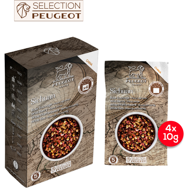 The flowery citrus notes of the Sichuan red peppercorns are balanced by an overtone of pine which creates a tingly sensation with every taste. Sichuan