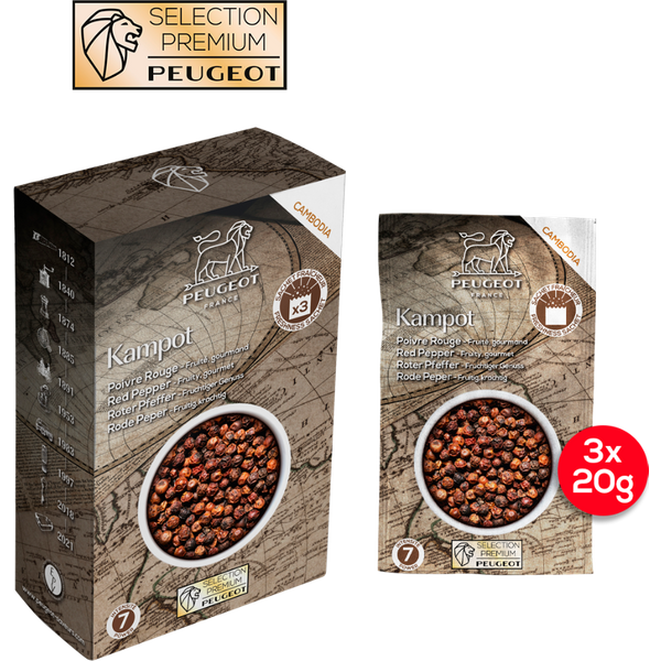 Red peppercorns reach full maturity in clusters on the vine, which is what gives them their delicately fruity notes and indulgent aromas. Kampot