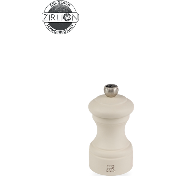 The Bistro salt mill, a Peugeot icon since 1874, is available in a feather white finish, a light and delicate shade. Made in France from beechwood, it is equipped with the Zirlion zirconia mechanism, ensuring precise grinding of dry salt. Bistro