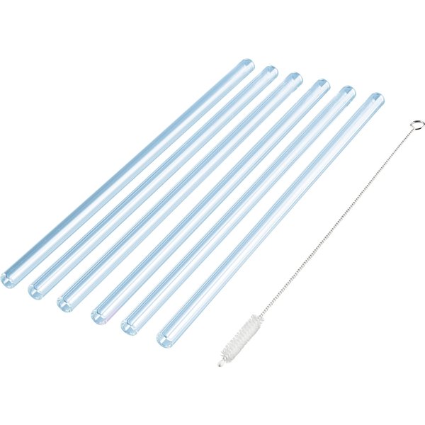 Glas-Strohhalme, 6 Stück + gratis Reinigungsbürste