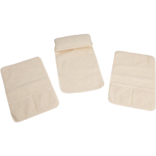 Sesselkissen und Armlehnenschoner-Set, 3-teilig, Schurwolle, creme