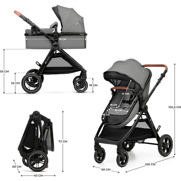 Kinderkraft Kombikinderwagen Trio-Set ESME PRO 3in1 inkl. Babyschale MINK PRO 2 moonlight grey