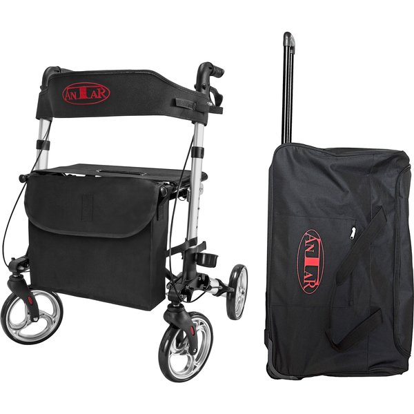 Leichtgewicht-Rollator Premium, Aluminium AT51006 + Transporttasche mit Rollen