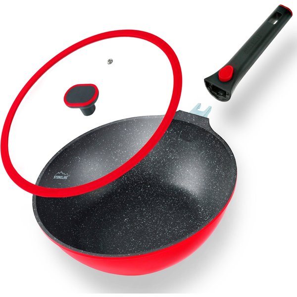 STONELINE® STONELINE SMART Wokpfanne 30 cm | mit Deckel - Rot